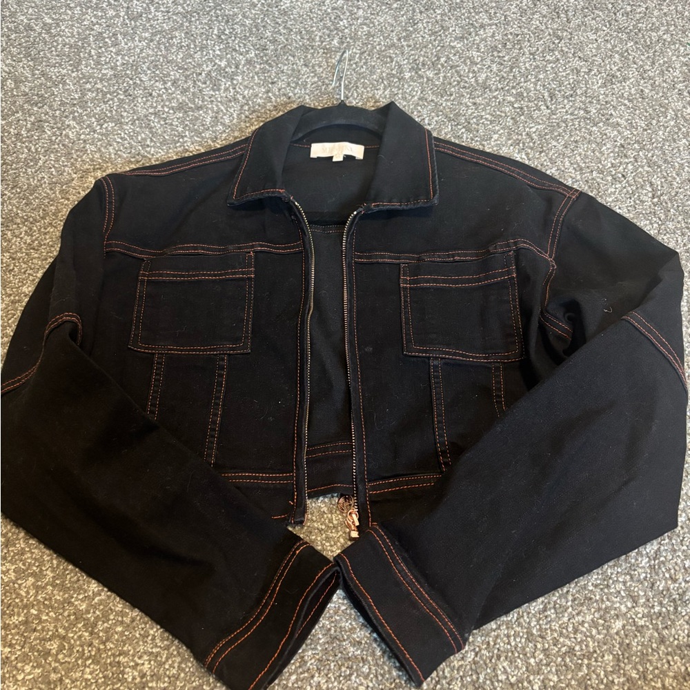 Meshki Cropped Black Denim Jacket - Picture 3 of 3